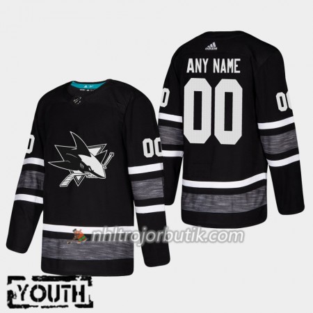 Barn Ishockey San Jose Sharks tröja med eget tryck Svart 2019 All-Star Adidas Authentic